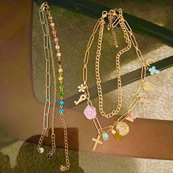 Paperclip Charm Necklace and Bracelet Set - Picture 6 of 10